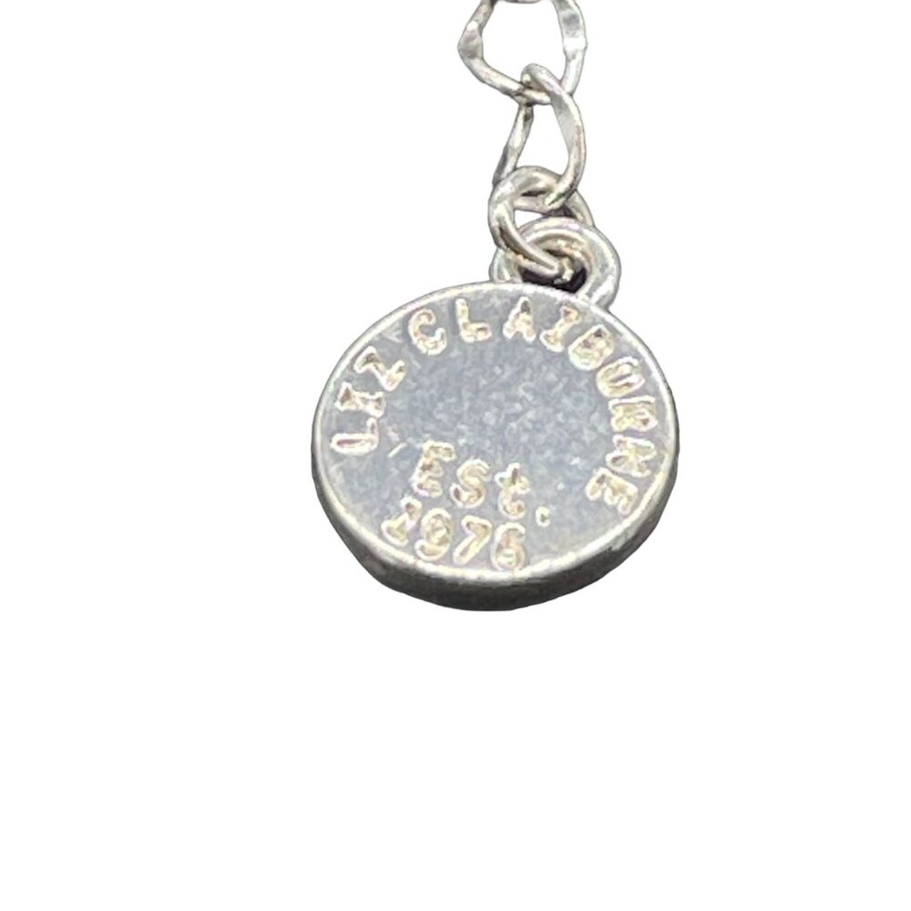 Liz Claiborne Triple Teardrop Pendant Snake Chain Necklace Silver Tone - Picture 6 of 6